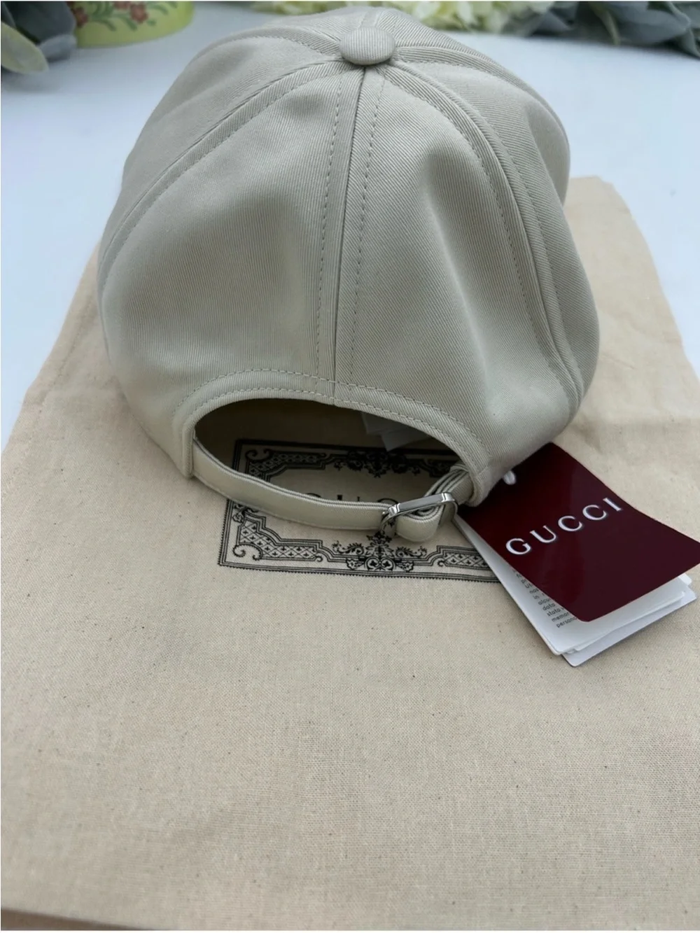 Unisex, Gucci, cotton embroidered logo baseball cap size medium adjustable